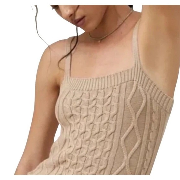 Anthropologie Sweaters - Anthropologie Fisherman Cable Knit Tank Camel Sweater Top Womens Small Preppy